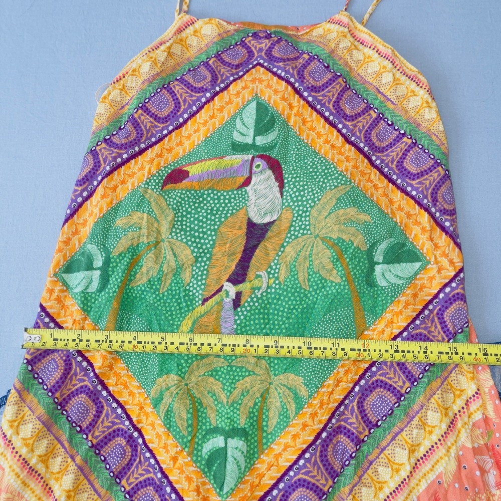FARM RIO Toucan Patchwork Maxi Dress 100% Viscose Tropical Sunset Sundress - Picture 13 of 13